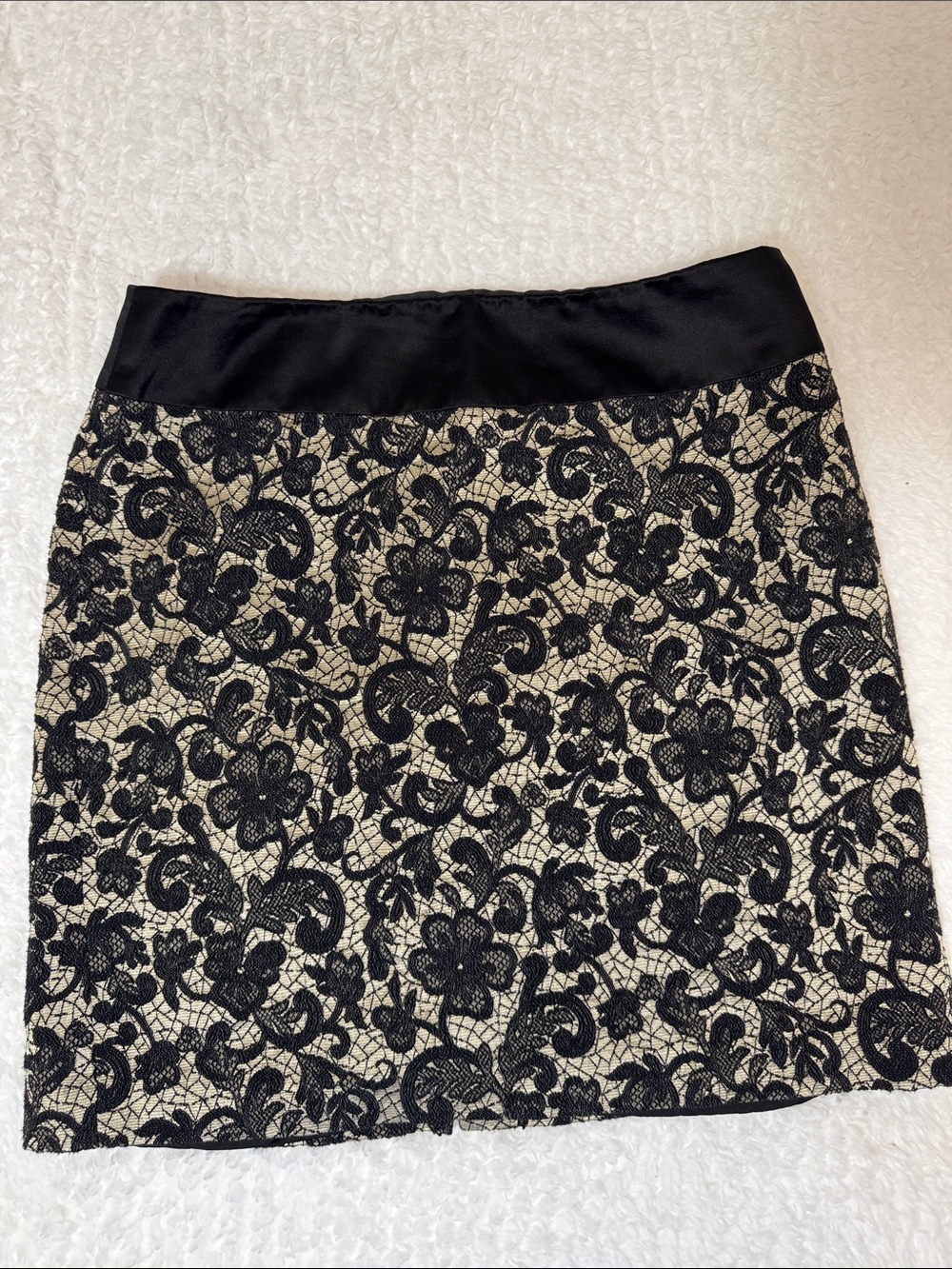 Tristan Black Lace Mini Skirt with Cream Underlay